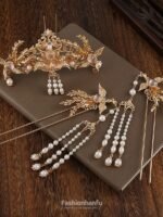 Antique Chinese Hair Accessories Hanfu Hair Crown Phoenix Hairpin With Tassel