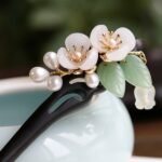 Classic Handmade Ebony Fresh Flowers Japanese Hair Pin