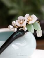Classic Handmade Ebony Fresh Flowers Japanese Hair Pin