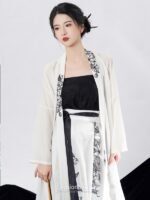 Fashion Hanfu Chinese Black White Hanfu Long Sleeve Chinese Dress - Image 2