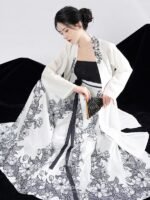 Fashion Hanfu Chinese Black White Hanfu Long Sleeve Chinese Dress - Image 3