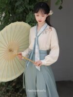 Fashion Hanfu Light Blue Modern Chinese Hanfu Dress - Image 3