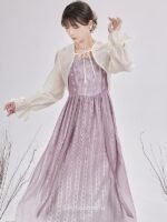 Fashion Hanfu Dress Modern Chinese Outfit Light Purple - Image 3