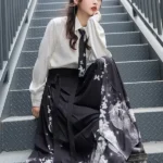 Fashion Hanfu Chinese Modern Hanfu clothing White Shirt Midi Skirt
