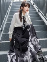Fashion Hanfu Chinese Modern Hanfu clothing White Shirt Midi Skirt
