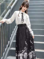 Fashion Hanfu Chinese Modern Hanfu clothing White Shirt Midi Skirt - Image 2