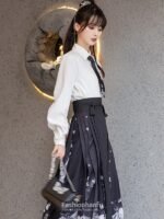 Fashion Hanfu Chinese Modern Hanfu clothing White Shirt Midi Skirt - Image 3