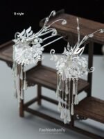 Fashion Hanfu Chinese Silver Hair Accessories Empress Princess Hairpins Wedding Party - Image 3