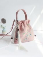 Antique Floral Embroidered Handbag Hanfu Messenger Bag - Image 2