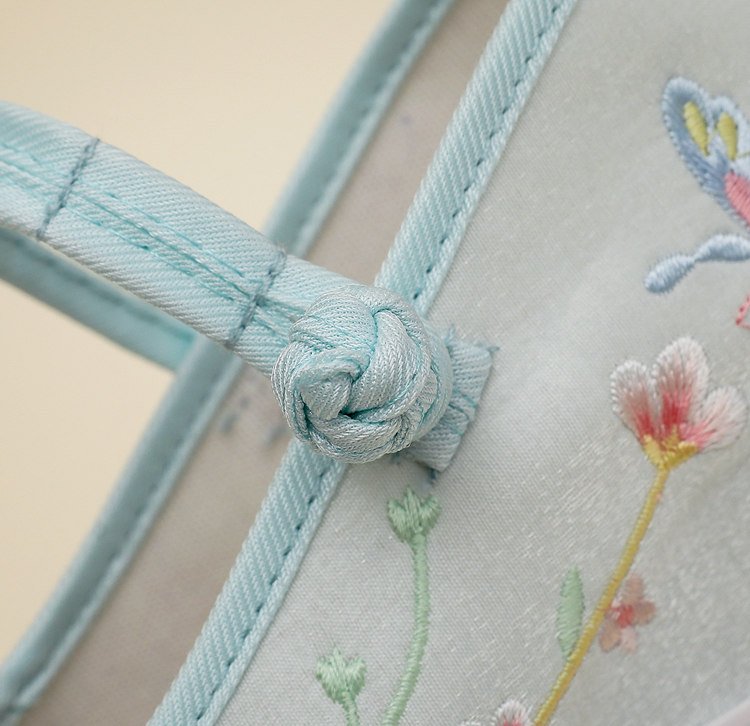 Embroidered strap detail of Mary Jane shoes