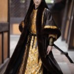 Gold Brocade Hanfu Robe | Tang Fur-Lined Coat Set