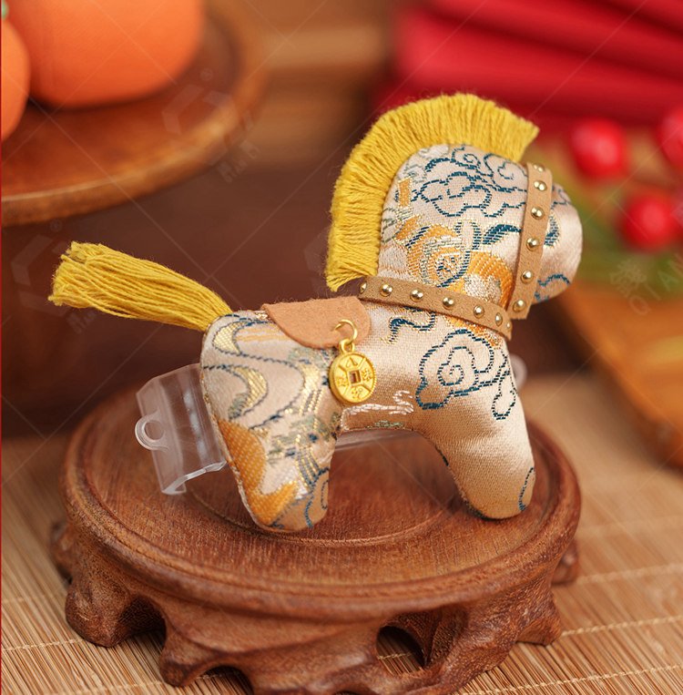 gold horse embroidered chinese sachet accessory