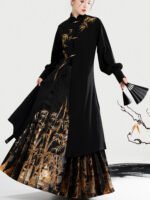 Golden Bamboo Brocade Mamian Skirt Set Ming-Style Outfit - Image 3