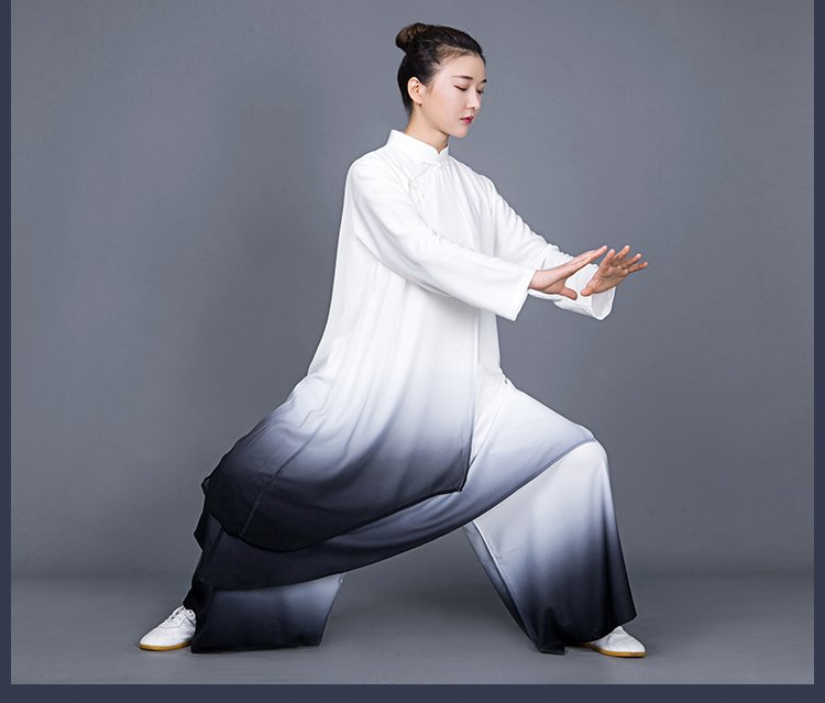 Side view of gradient Tai Chi uniform