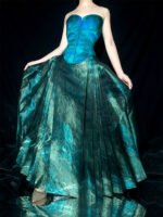 Emerald Mamian Skirt Metallic Brocade Chinese Pleated Skirt - Image 4
