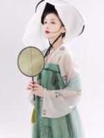 Chinese Tang Dynasty Hanfu Modern Green Hanfu Dress - Image 2