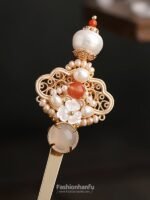 Fashion Hanfu Handmade Classical Jade Pearl Hairpin Chinese Style Hair Chopsticks - Image 2