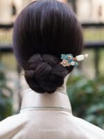 Fashion Hanfu Handmade Peony Jade Bead Dish Hair Headdress Hair Pin Stick - Image 4