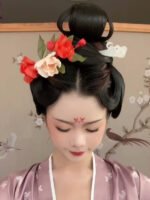 Handmade Pomegranate Flower Hairpins Christmas Flower Clip - Image 3