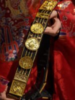 Ming Style Hanfu Leather Belt – Wide 5cm Adjustable Waist Belt for Performance & Photography - Image 4