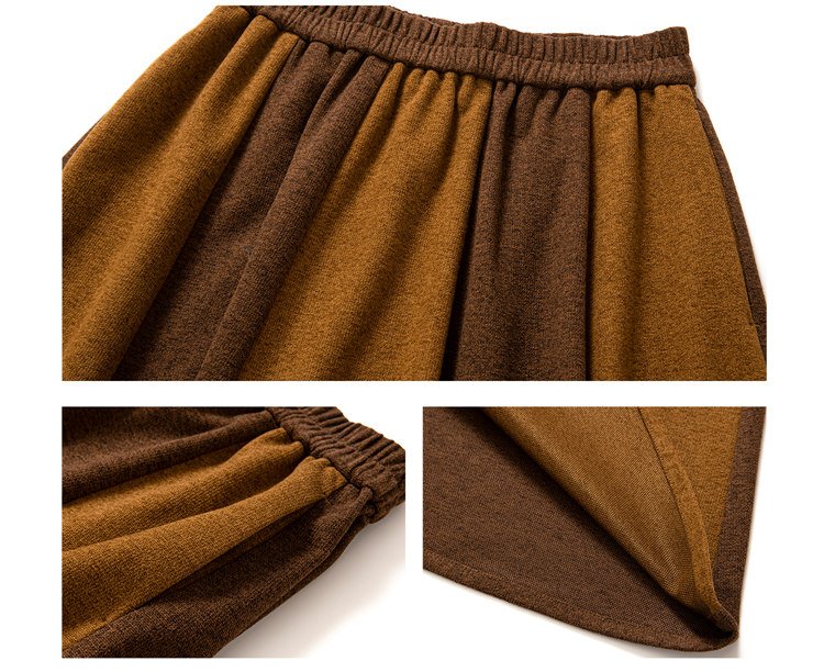 Brown skirt detail from Tang style winter Hanfu dress