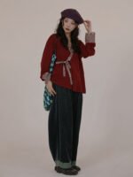 Crimson Weave Hanfu Inspired Daily Top – Soft Standalone Wear for Women - Image 4