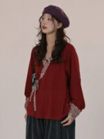 Crimson Weave Hanfu Inspired Daily Top – Soft Standalone Wear for Women - Image 6