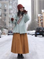 Frost Bloom Modern Hanfu Outfit – Cozy Daily Wear Set for Women - Image 3