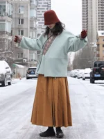 Frost Bloom Modern Hanfu Outfit – Cozy Daily Wear Set for Women