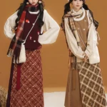 Hanfu-Inspired Winter Outfit Warm Chinese Style Top and Skirt Set
