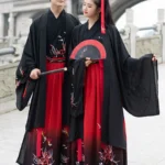 Chinese Traditional Clothes Black Red Hanfu Male And Female
