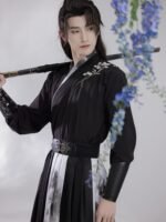 Men’s Song-Style Hanfu Set Black Wuxia Outfit - Image 2