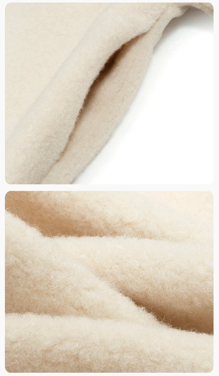 Close-up texture of soft wool-blend coat fabric