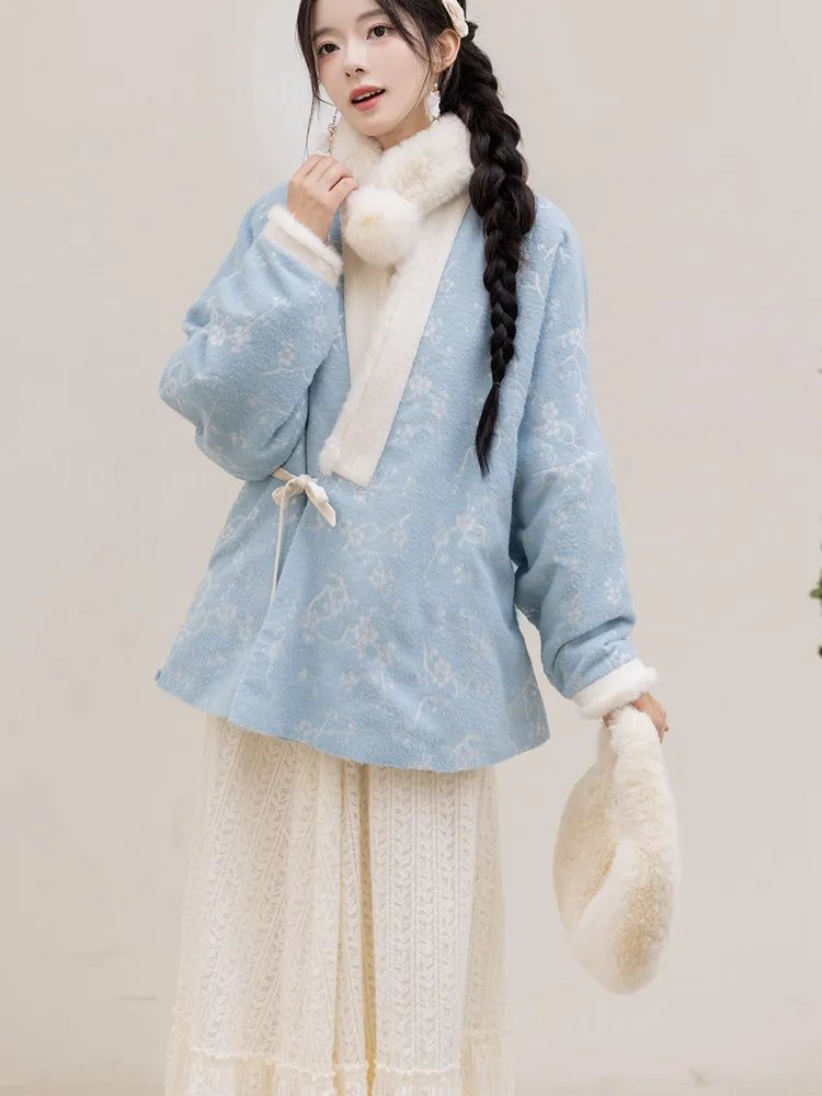 Winter Hanfu jacket for women with elegant drape