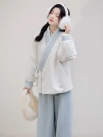 Winter Hanfu Lounge Set Jin-Style Jacket and Wide-Leg Pants