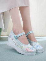Embroidered Platform Mary Jane Shoes | Hidden Lift Floral Hanfu Shoes - Image 3