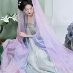 Hanfu Tang Dynasty Qixiong Ruqun Set with Large Sleeve Robe and Pibo