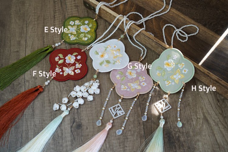Hanfu Waist Accessories Floral Embroidered Tassel Pendants