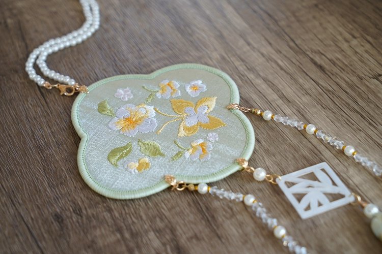 Hanfu Waist Accessories Floral Embroidered Tassel Pendants