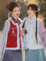 Ming Dynasty Plush Short Coat Hanfu Winter Coat Bijia