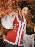 Ming Dynasty Plush Short Coat Hanfu Winter Coat Bijia - Image 2
