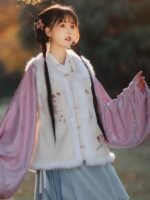 Ming Dynasty Plush Short Coat Hanfu Winter Coat Bijia - Image 3
