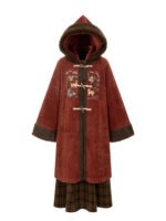 Winter Hanfu for Women Red Embroidered Coat with Hood - Image 4