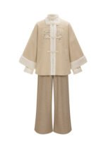 Winter Hanfu Outfit Embroidered Jacket & Wide-Leg Pants Set - Image 4