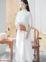 Chinese Style improved Qipao Long Soft Chiffon Dress