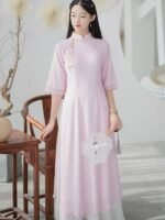 Chinese Style improved Qipao Long Soft Chiffon Dress - Image 2