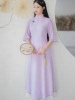 Chinese Style improved Qipao Long Soft Chiffon Dress - Image 4