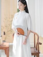 Chinese Style improved Qipao Long Soft Chiffon Dress - Image 5