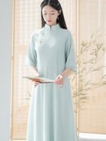 Chinese Style improved Qipao Long Soft Chiffon Dress - Image 7
