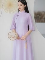 Chinese Style improved Qipao Long Soft Chiffon Dress - Image 8